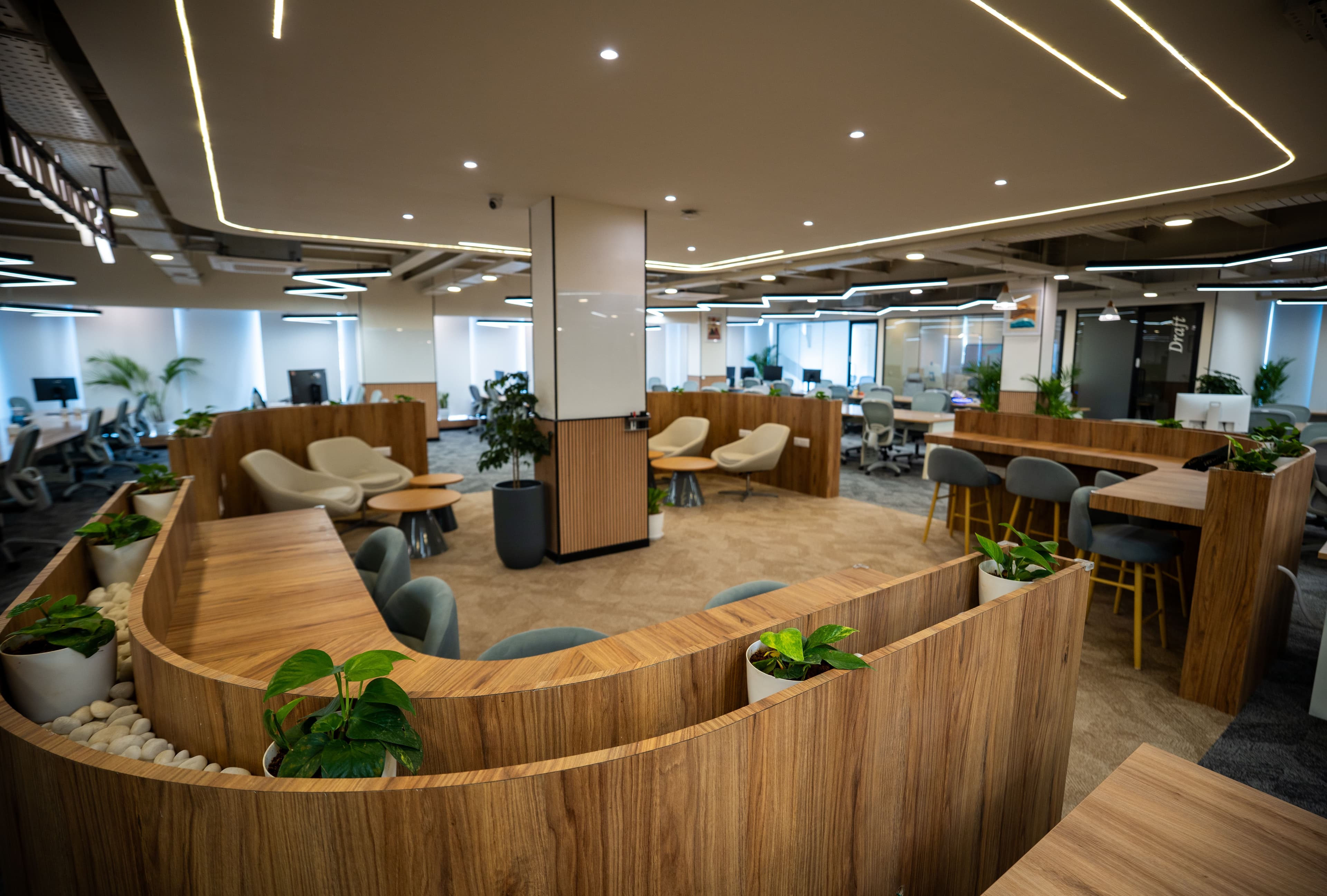 Bright and airy affordable office space with simple furniture
